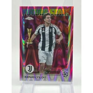 2025 Topps Chrome UEFA Kenan Yildiz Future Stars Pink RayWave Refractor 157/175
